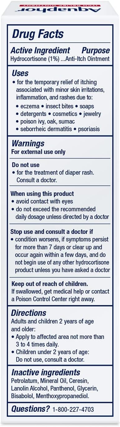 image:imageAquaphor Childrens Itch Relief Ointment 1 Hydrocortisone Anti Itch Ointment for Skin Irritation Insect Bites Psoriasis Skin Rashes Eczema amp Poison Ivy Fragrance Free 1 Oz Tube Pack of 21 Ounce Pack of 2