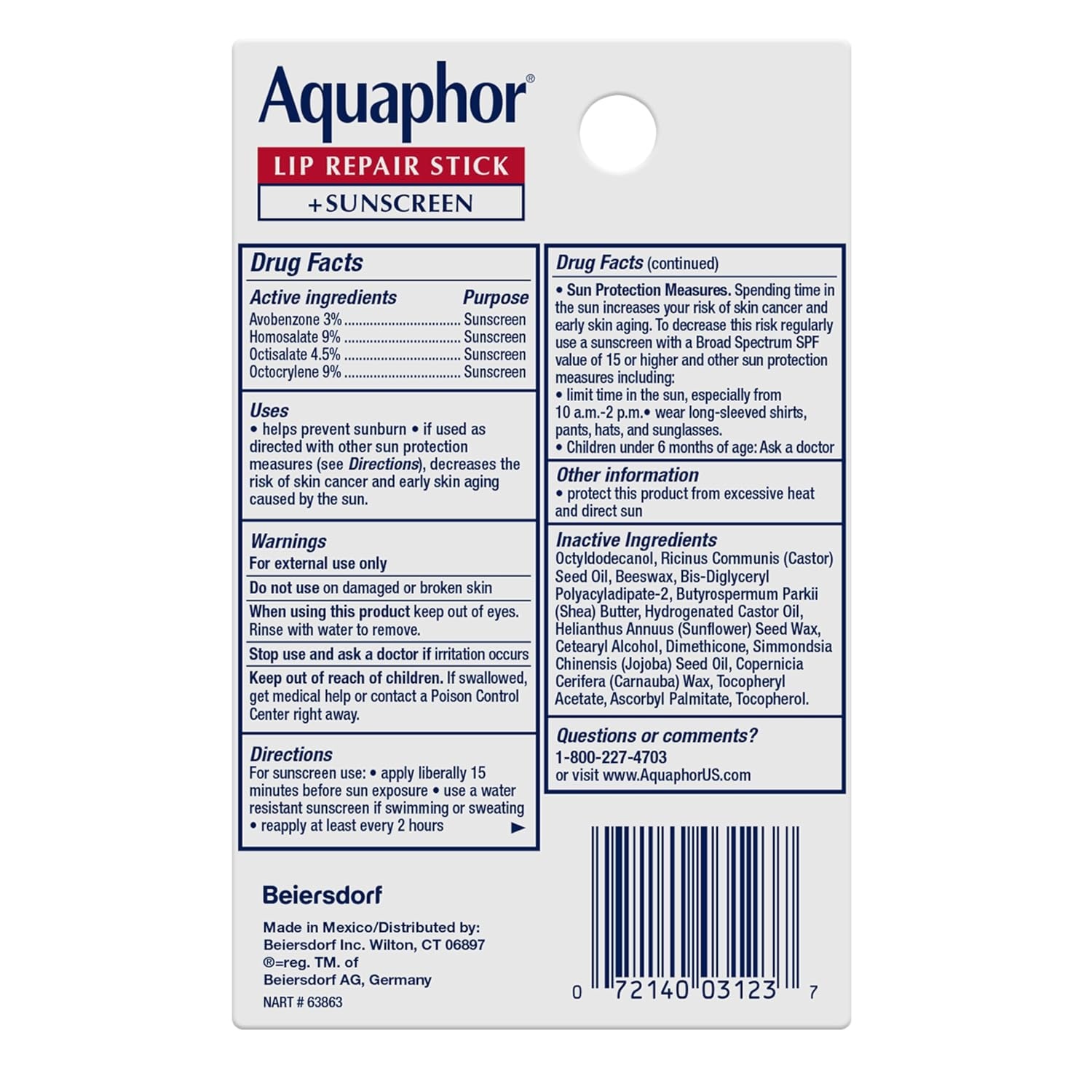 image:imageAquaphor Lip Repair and Protect Ointment SPF 30 Multipack 4 x 017 OZ017 Fl Oz Stick 2 Packs of 2
