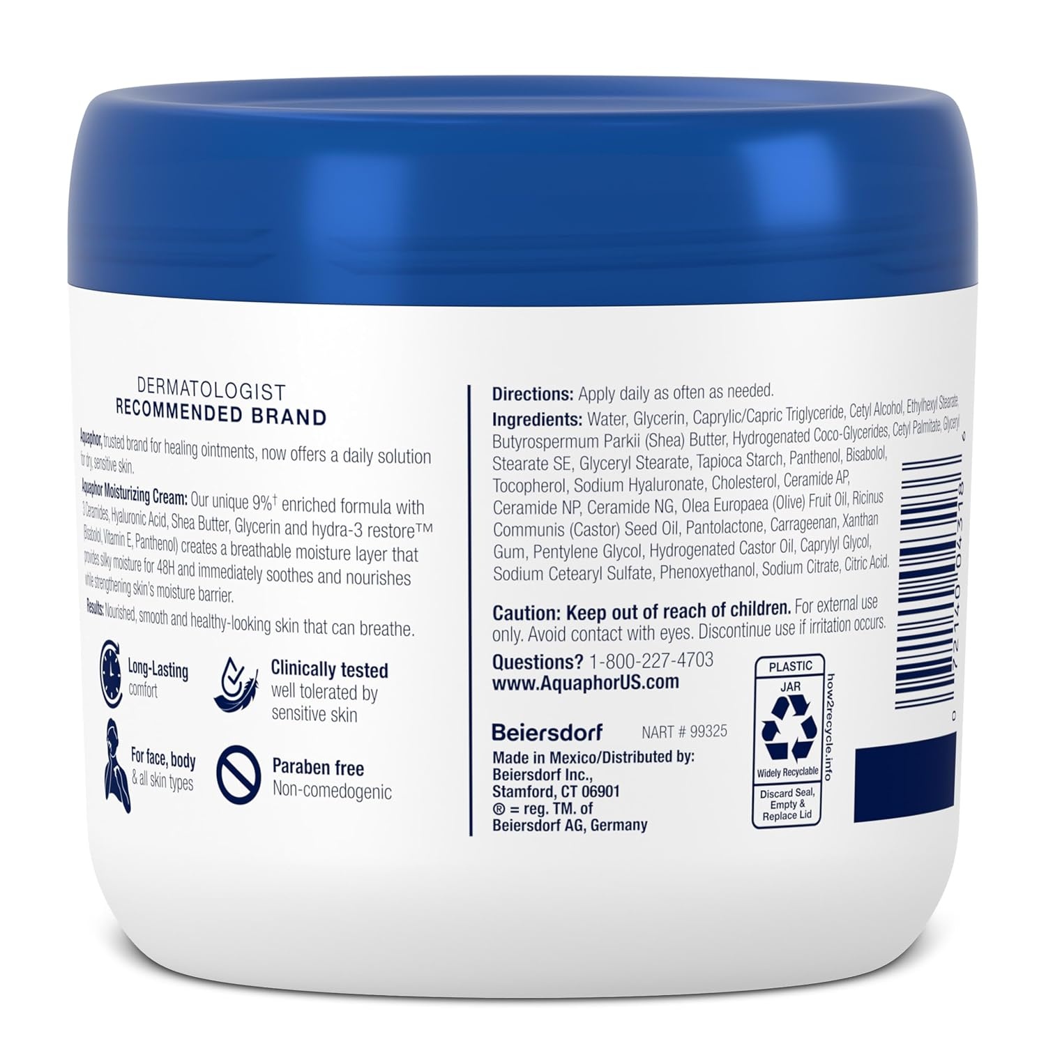 image:imageAquaphor Moisturizing Face and Body Cream with Hyaluronic Acid 16 OZ16 Fl Oz Pack of 1