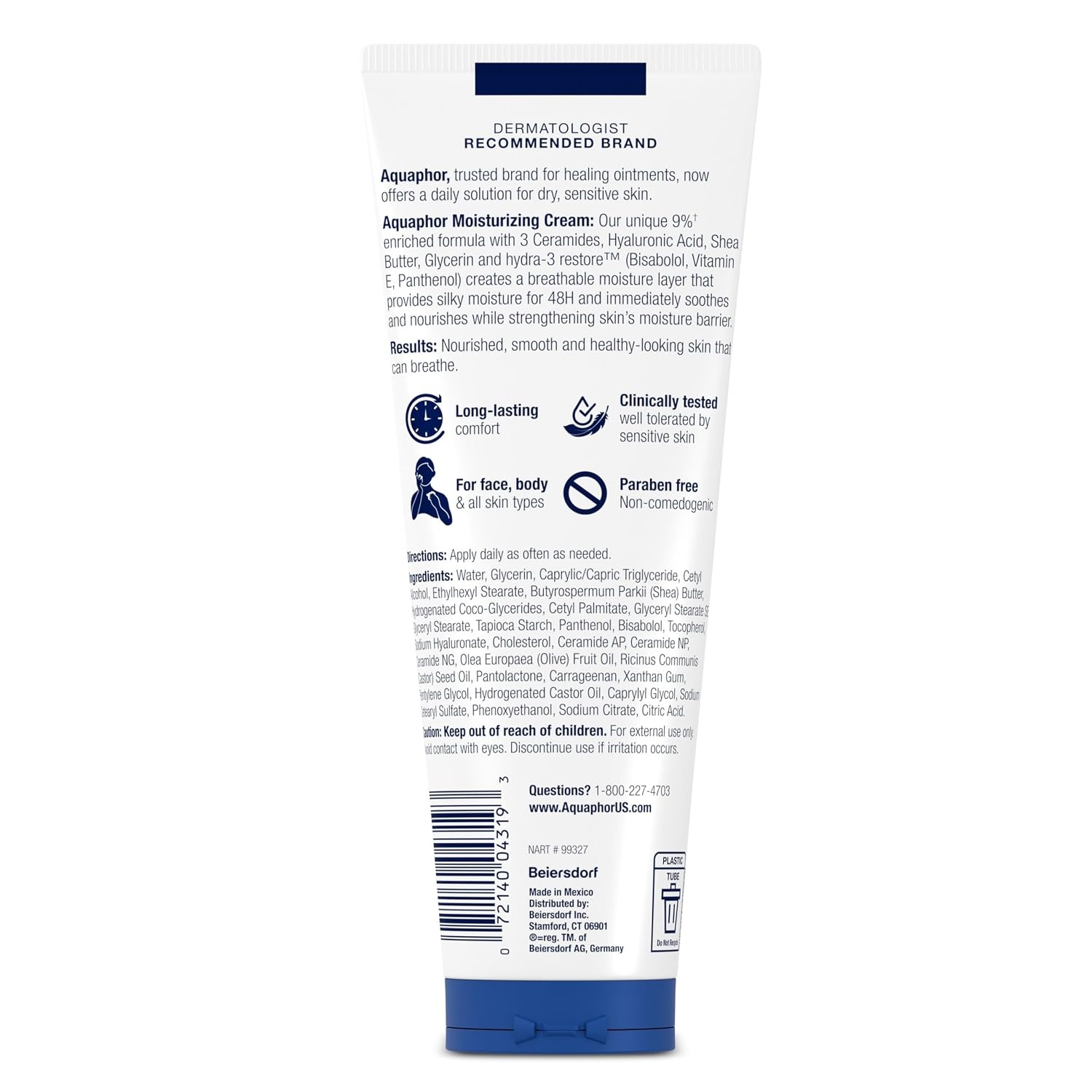 image:imageAquaphor Moisturizing Face and Body Cream with Hyaluronic Acid 8 OZ8 Fl Oz Pack of 1