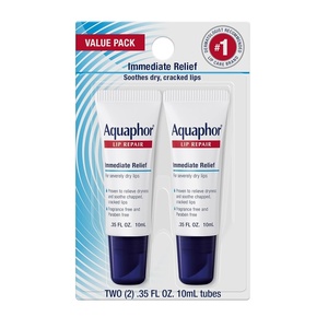 Aquaphor Lip Repair Ointment, Value Pack, 2 x 0.35 FL OZ(0.35 Fl Oz (Pack of 2))