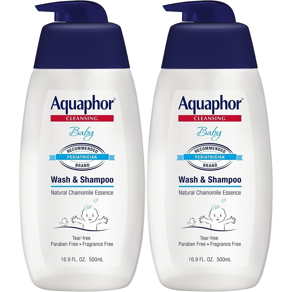 image:imageAquaphor Baby Wash and Shampoo Mild Tearfree 2in1 Solution for Babys Sensitive Skin 169 fl oz Pump Pack of 2Unscented