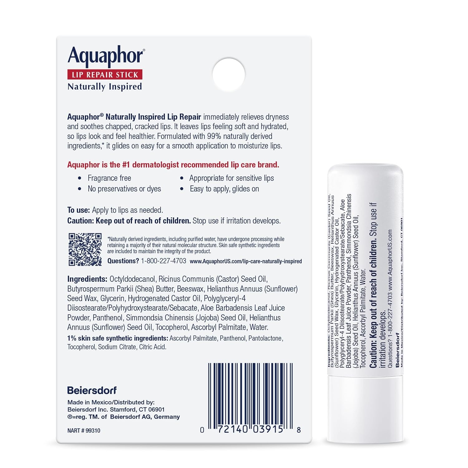image:imageAquaphor Naturally Inspired Lip Repair Stick with Aloe Vera 017 OZ017 Ounce Pack of 1