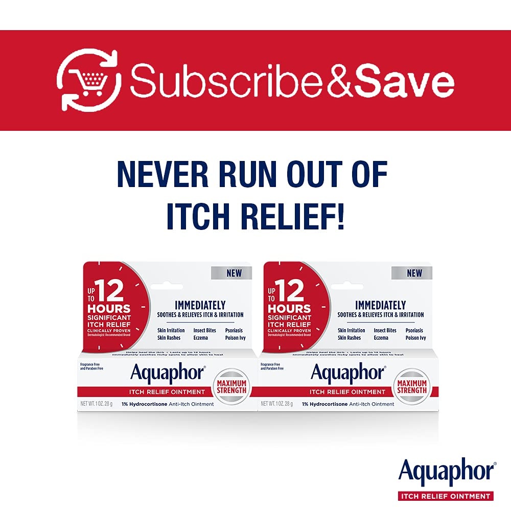 image:imageAquaphor Itch Relief Ointment 1 Hydrocortisone Anti Itch Skin Ointment 1 Oz Tube 2 Pack