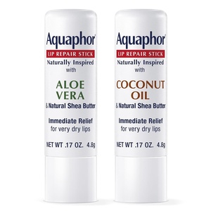 Aquaphor Lip Balm Set – Naturally Inspired Lip Repair With Shea Butter, Coconut Oil (0.17 Oz) + Aloe Vera (0.17 Oz)